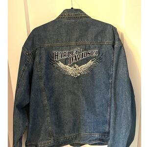Harley Davidson Denim Jacket Embroidered Logo, Size XXL